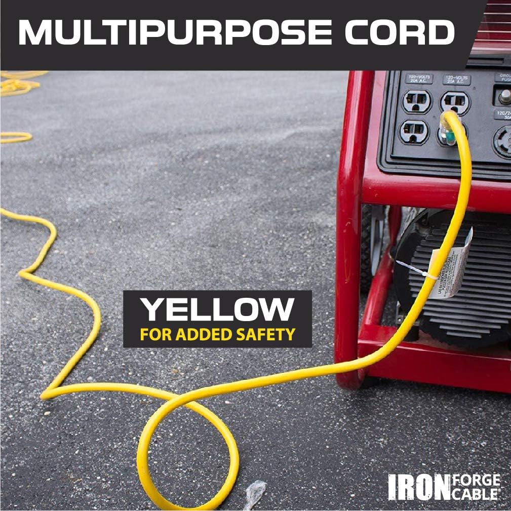 2 Pack of 50 Ft Yellow Heavy Duty 3 Prong Extension Cords Y216