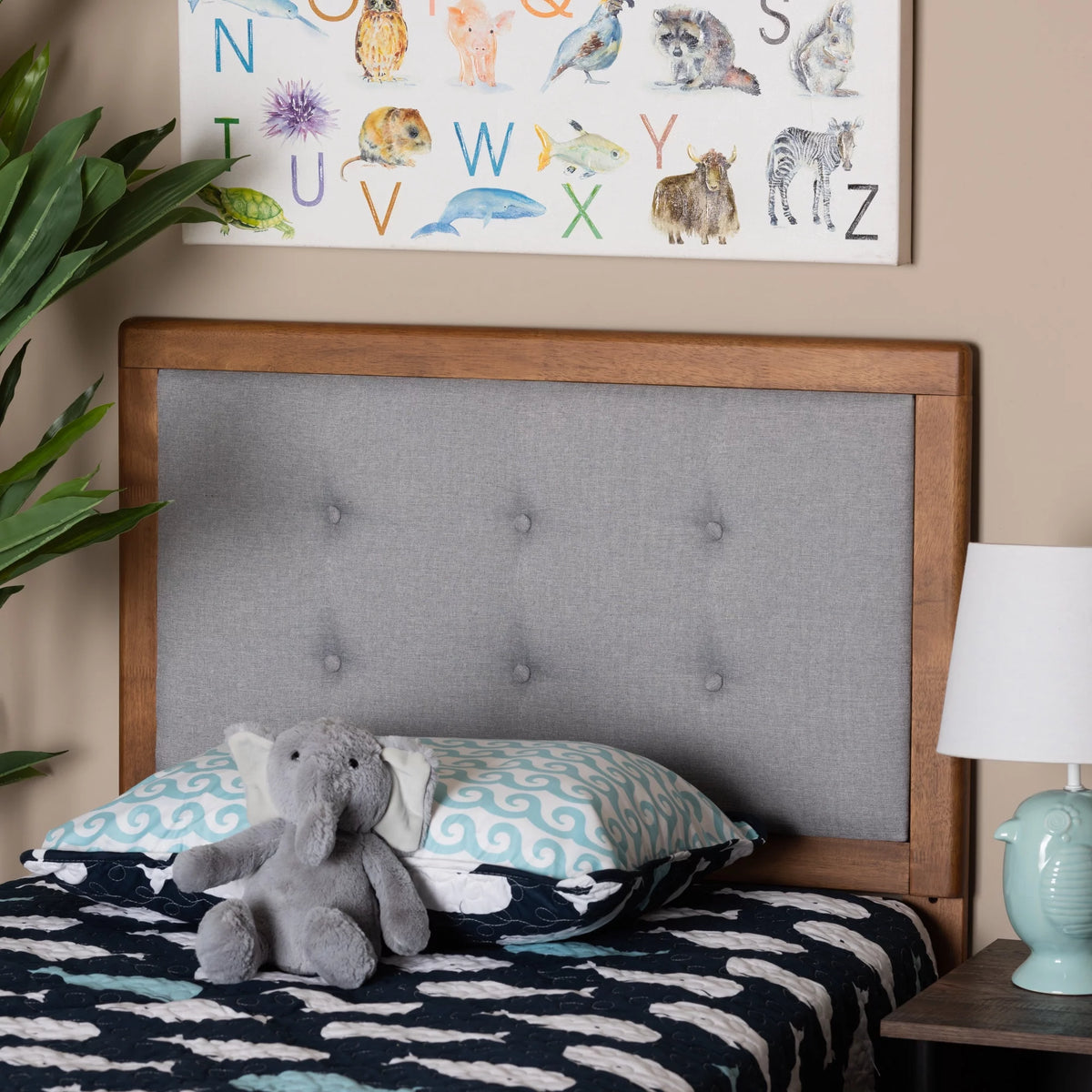Light Grey Walnut Twin Headboard E595