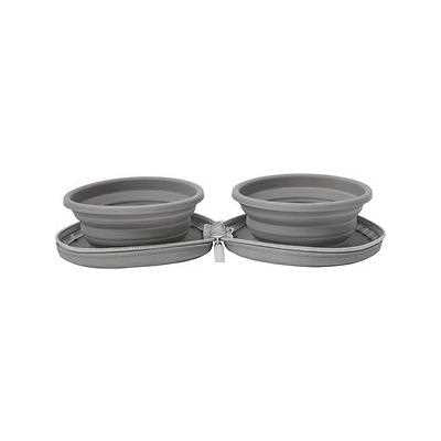 Collapsible Silicone Dog & Cat Bowl, Gray, Small I788007