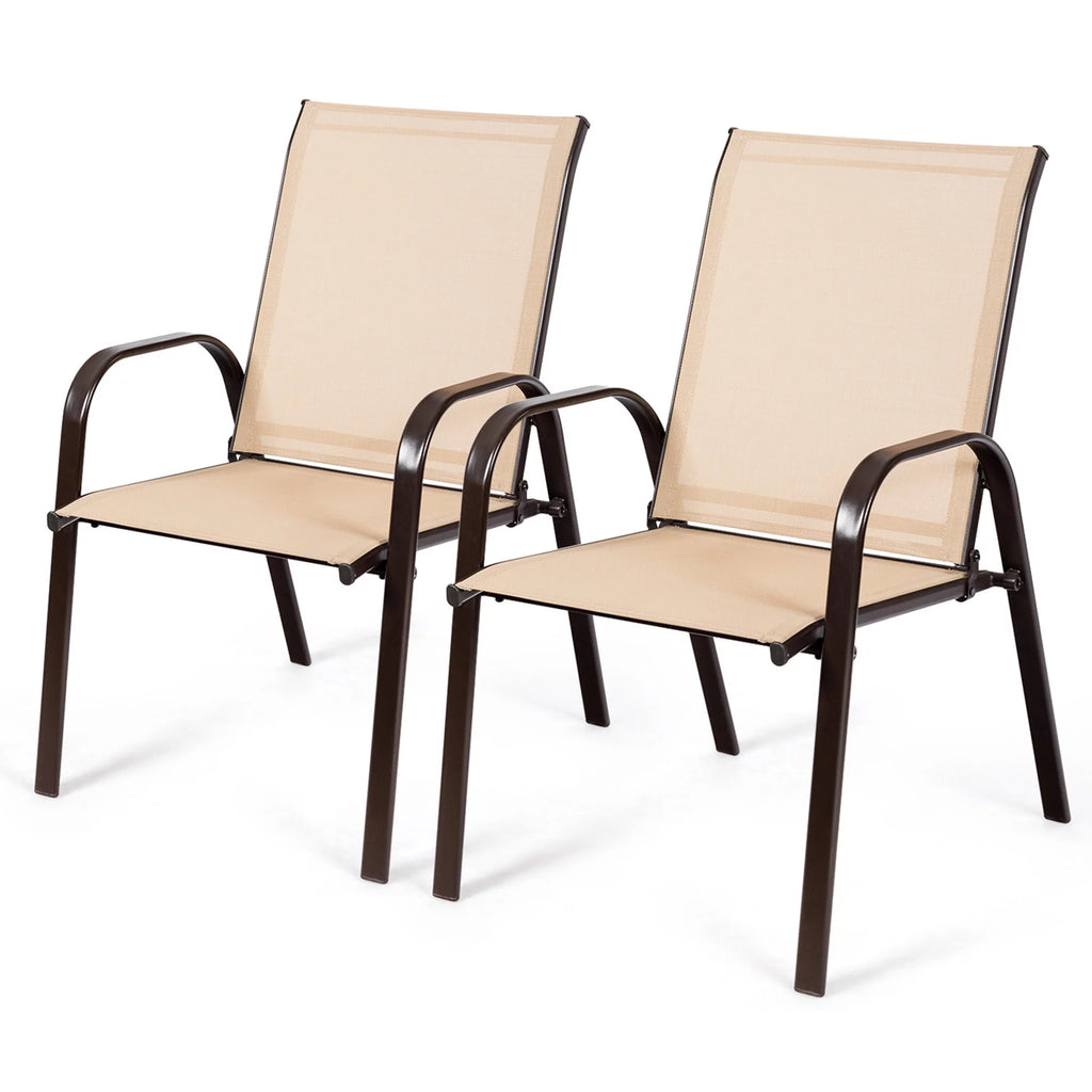 Set of 2 Grey Steel Patio Chairs H730