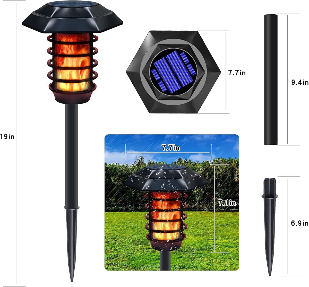 IP65 Waterproof Solar Flame Lights Outdoor 4 Pack C114195