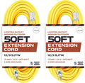 2 Pack of 50 Ft Yellow Heavy Duty 3 Prong Extension Cords Y216