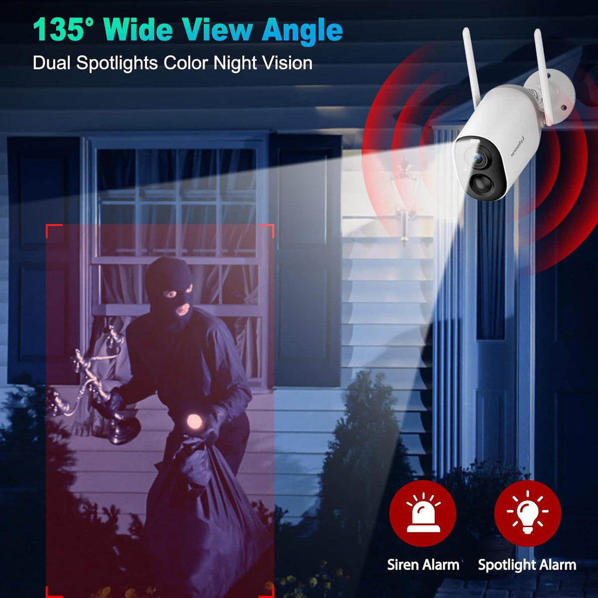 Wireless Outdoor Security Cameras with Spotlights Siren Color Night Vision F934456