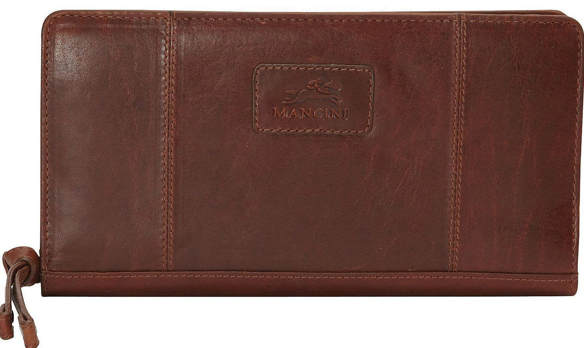 Cognac RFID Zippered Clutch Wallet I3729