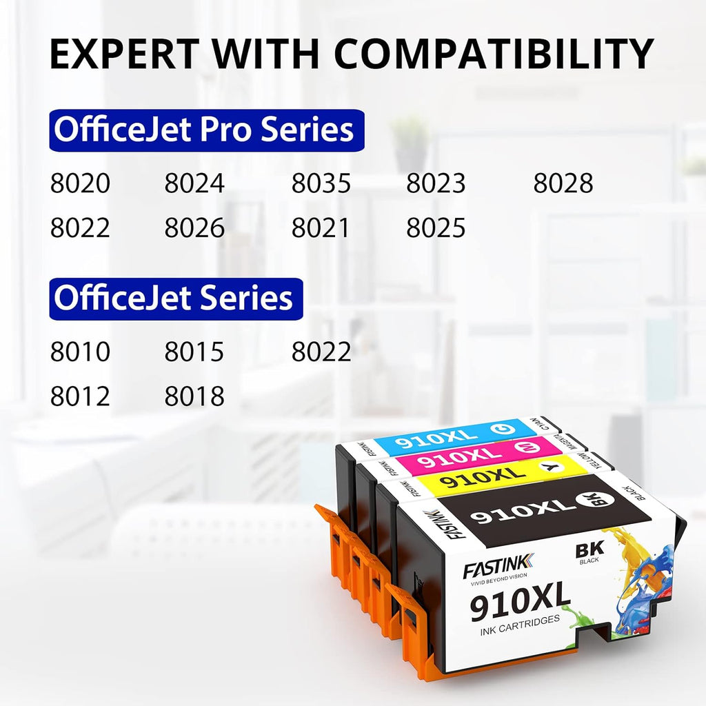 Remanufactured 910XL Ink Cartridges 4 Combo Pack Black Cyan Magenta Yellow W5030