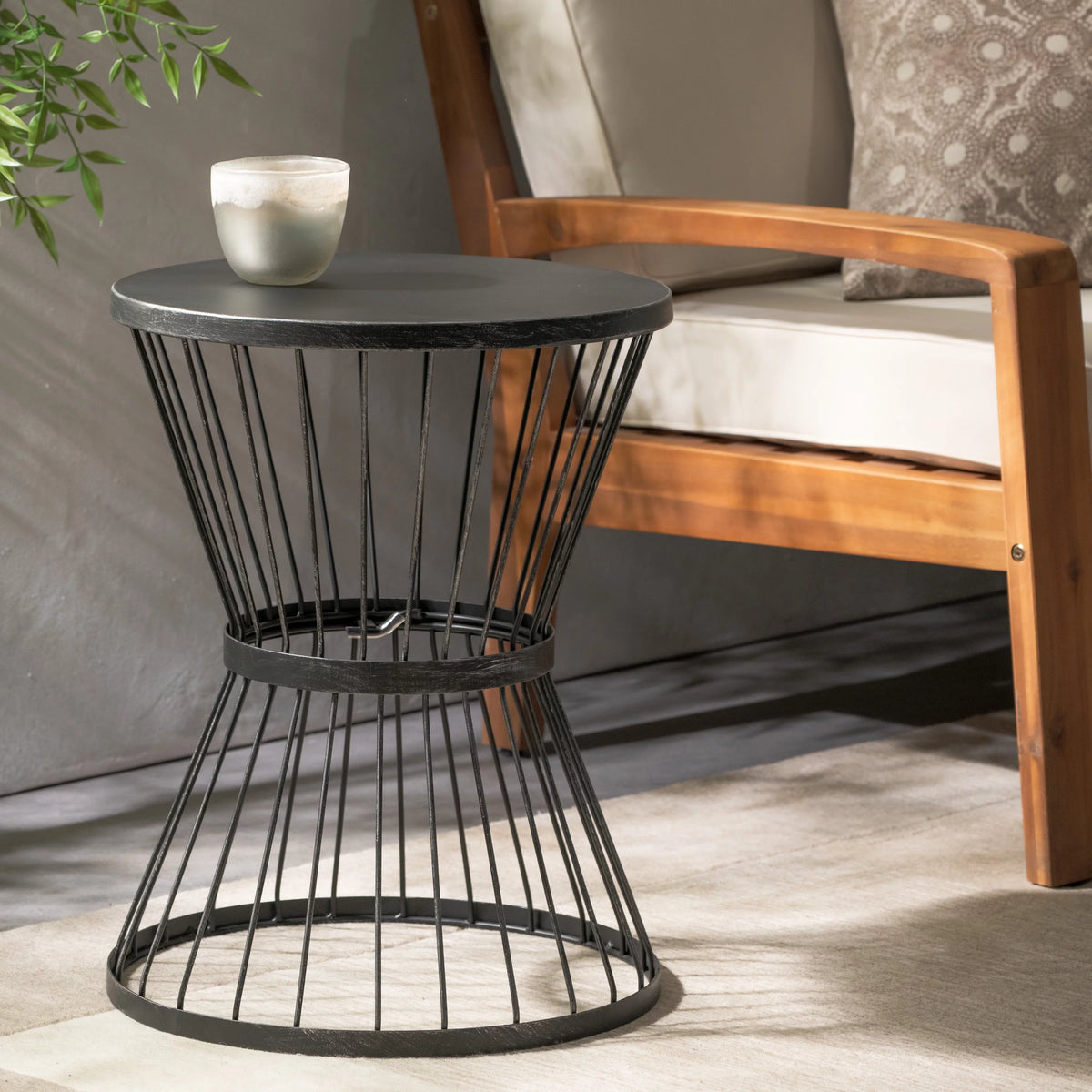 16 Inch Iron Side Table W9730
