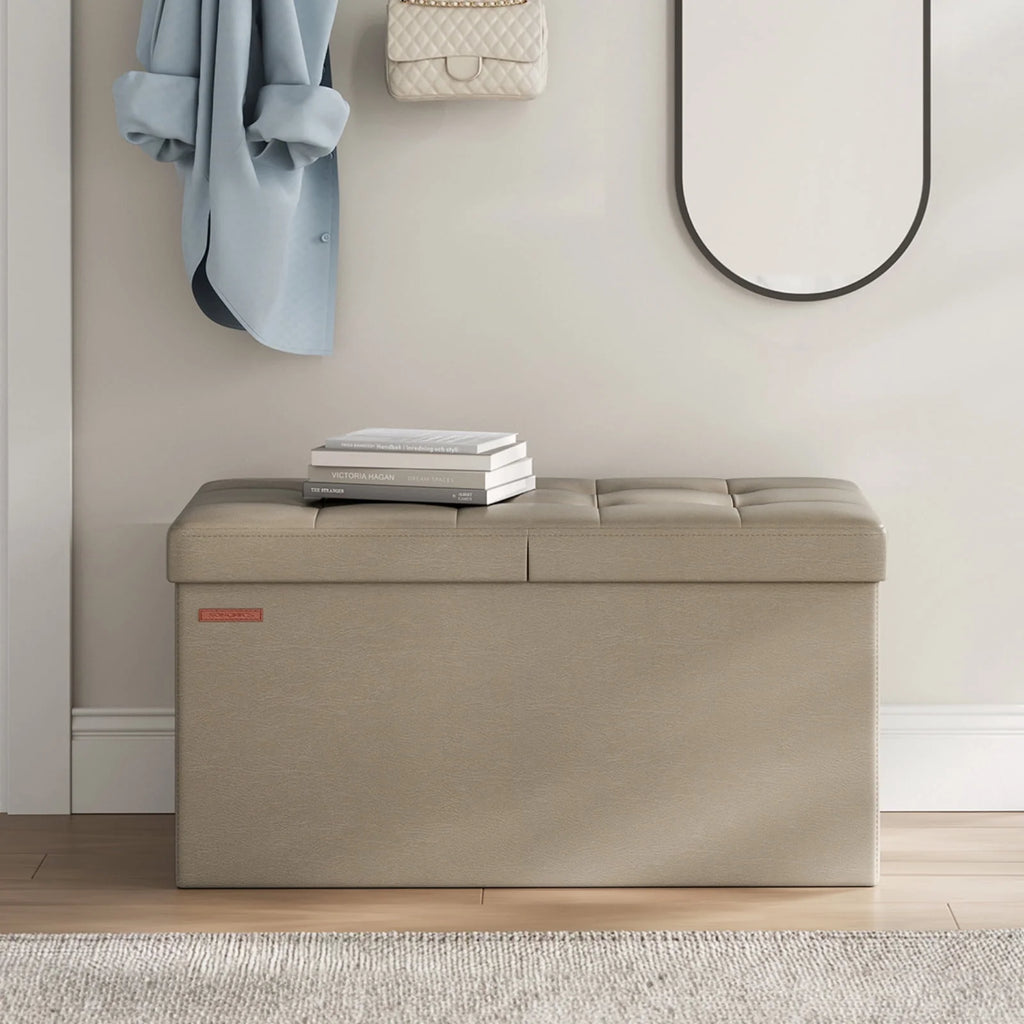 Black Folding Storage Ottoman Bench U487