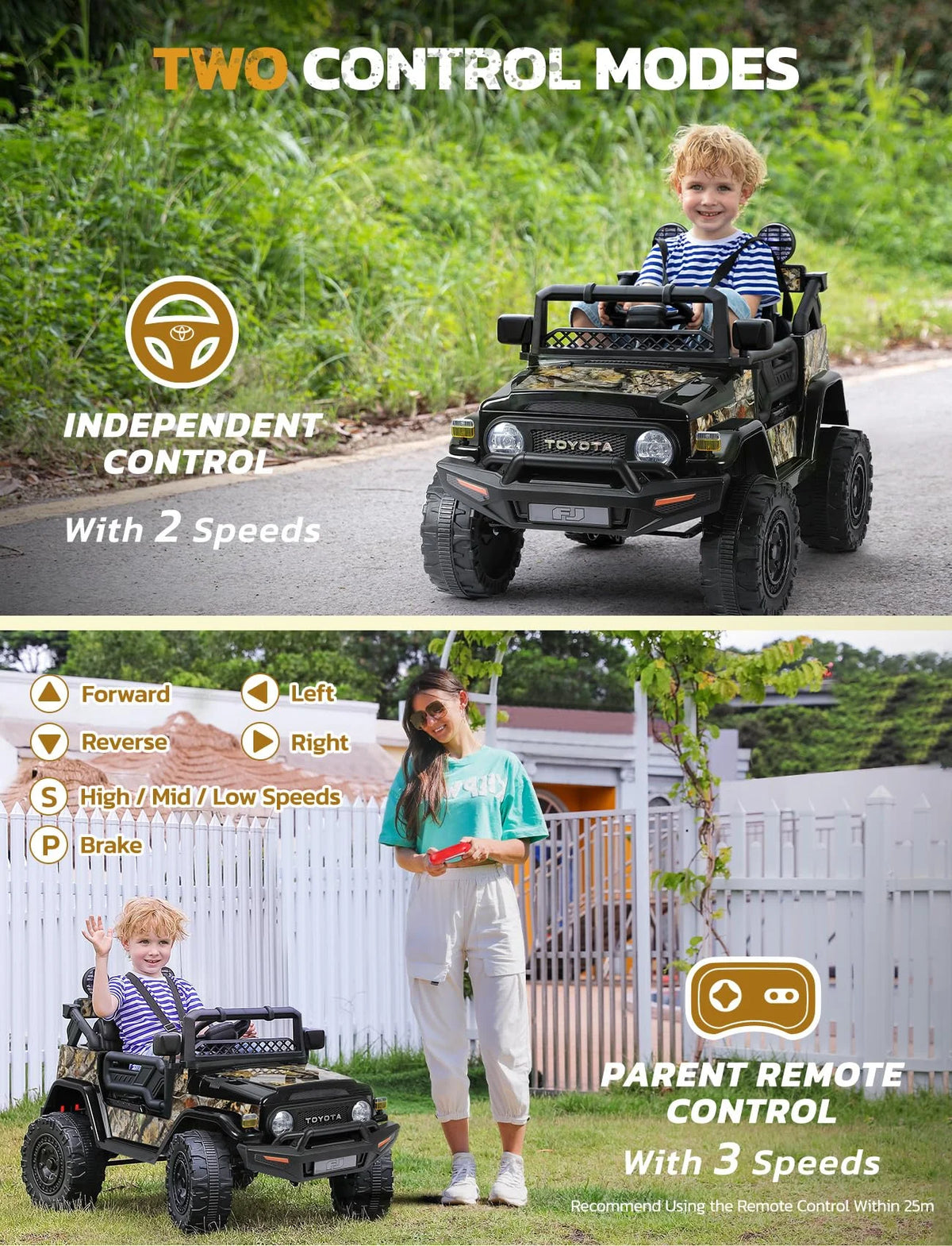 12V Camo Green Ride on Car Y592
