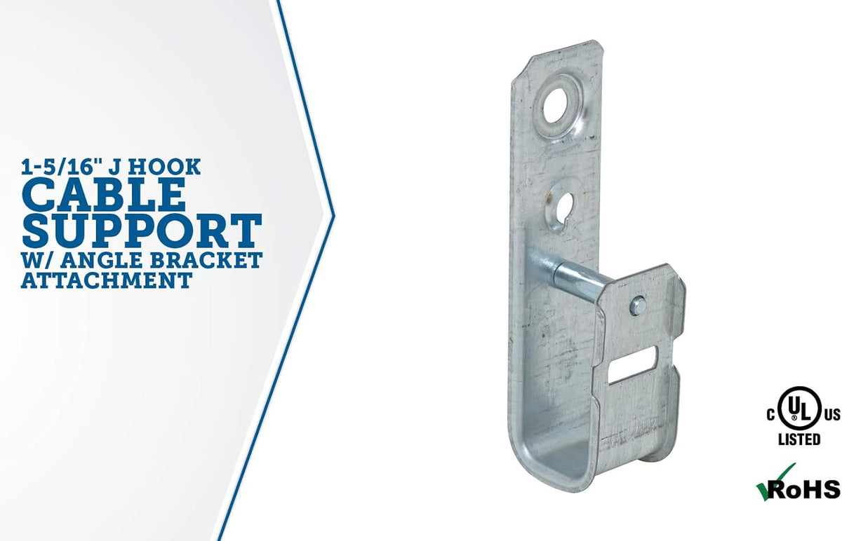 1-5/16 Inch Zinc Plated Steel Support J-Hook, 50 Pack O2504