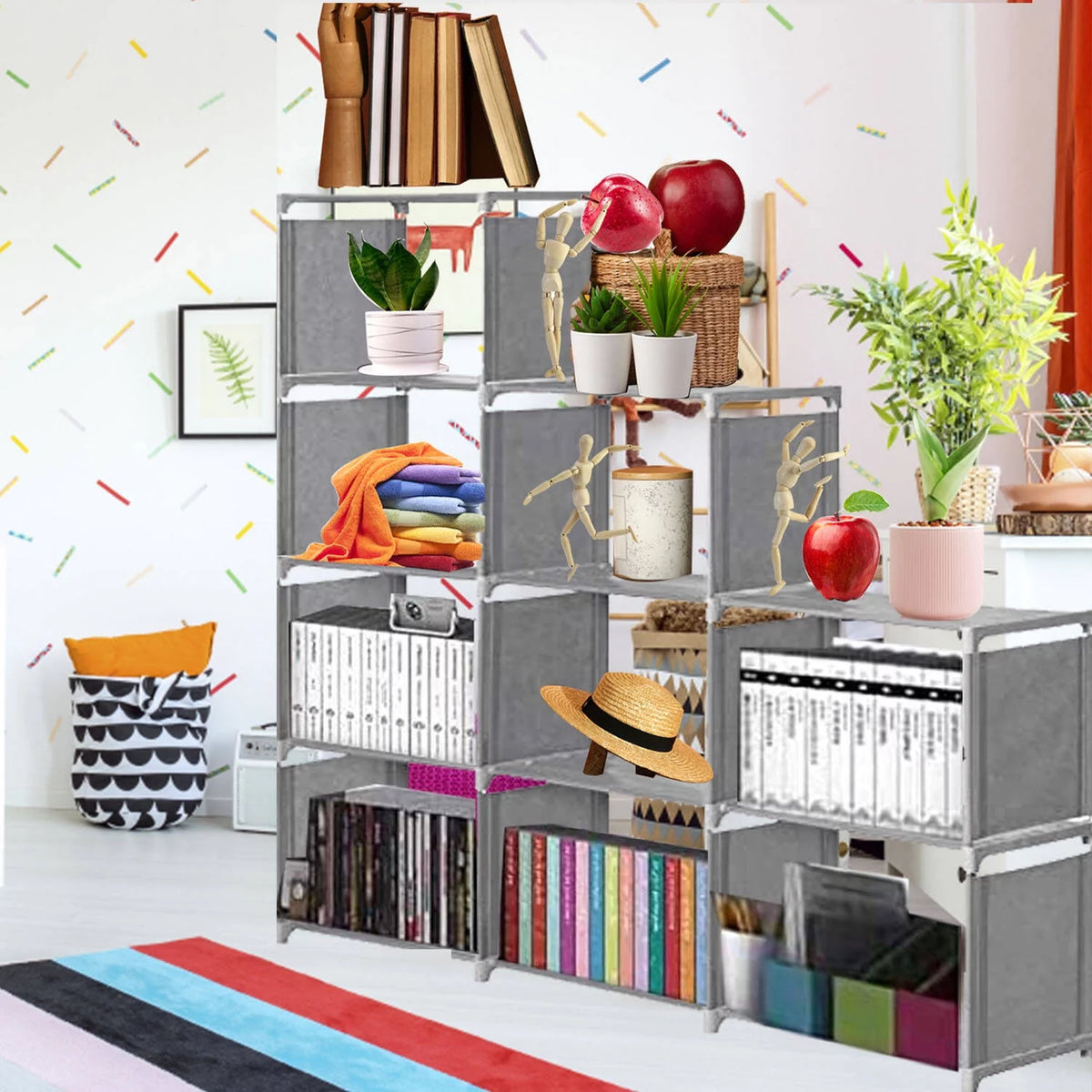 Blue 9 Cube Adjustable Bookcase V901