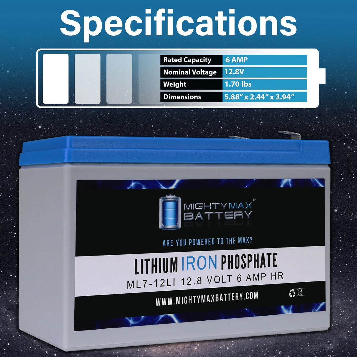 12V 7AH Lithium Replacement Battery M112