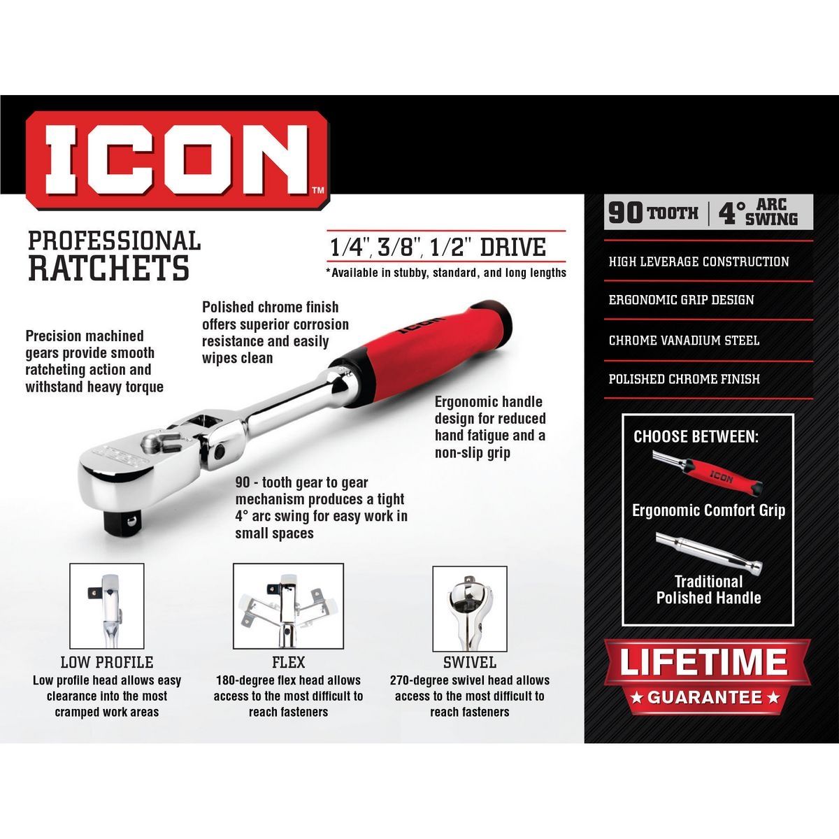 1/2 in. Drive Swivel Head Ratchet G82499