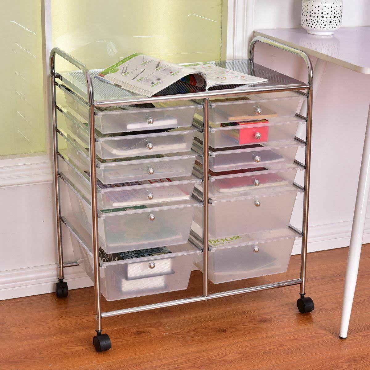 Rolling Cart 12 Storage Drawer Organizer Bins I398101
