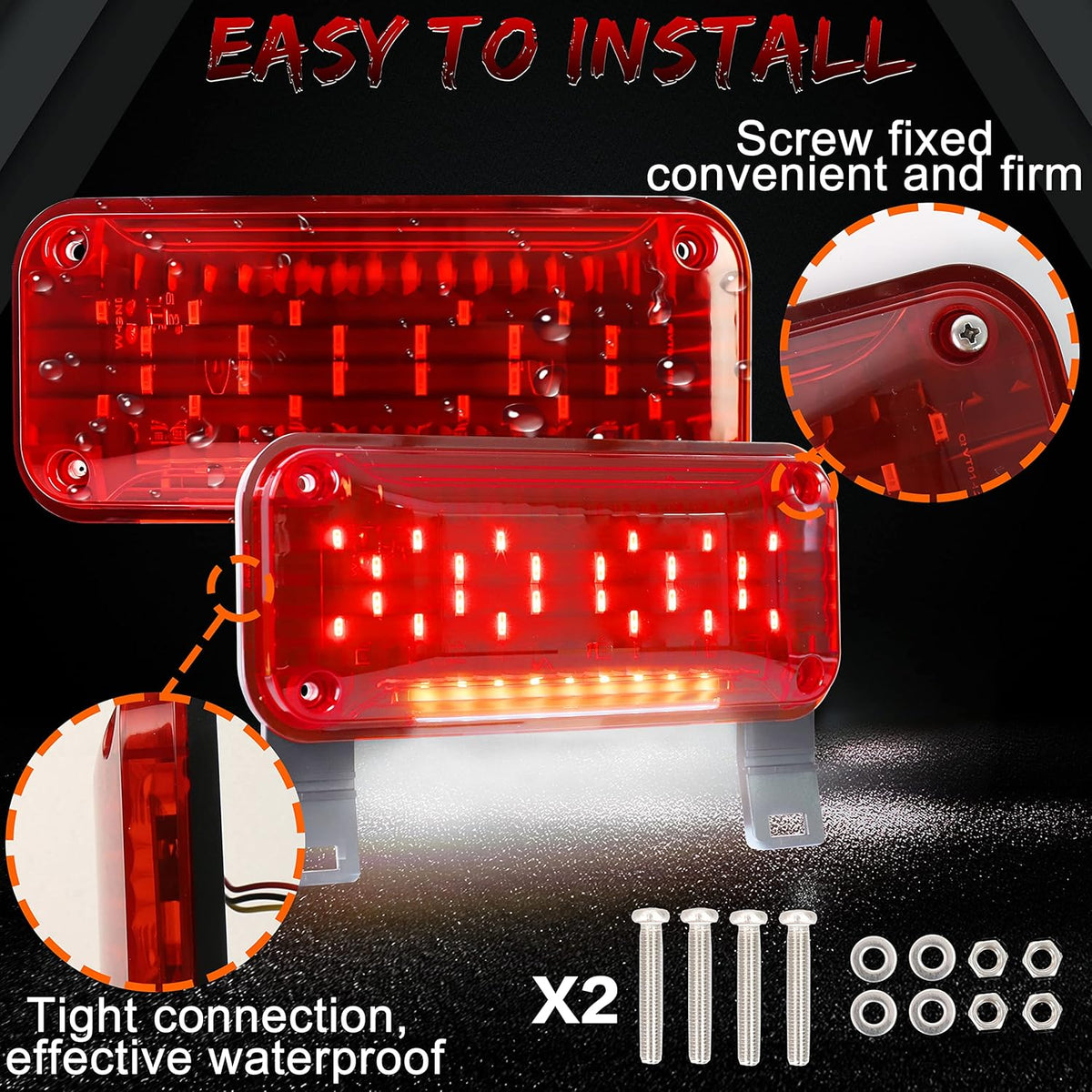 Red Brake Turn Light with License Plate Light Pack of 2 Q6686
