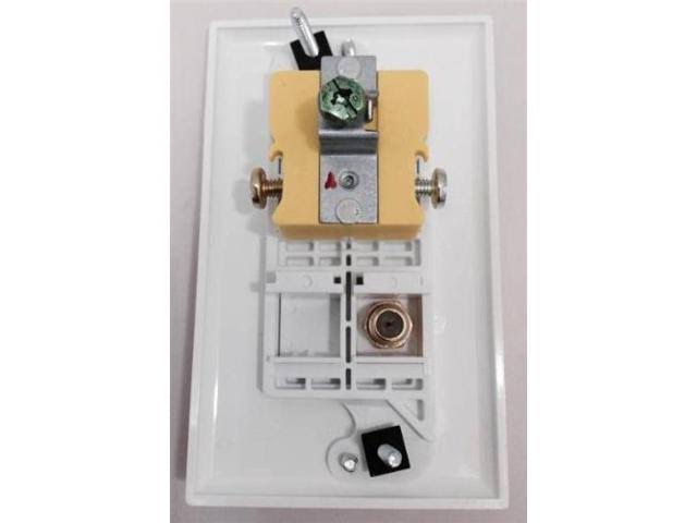 White Single Gang Wall Plate with 110V Power and Coax Cable TV F-Type T60990