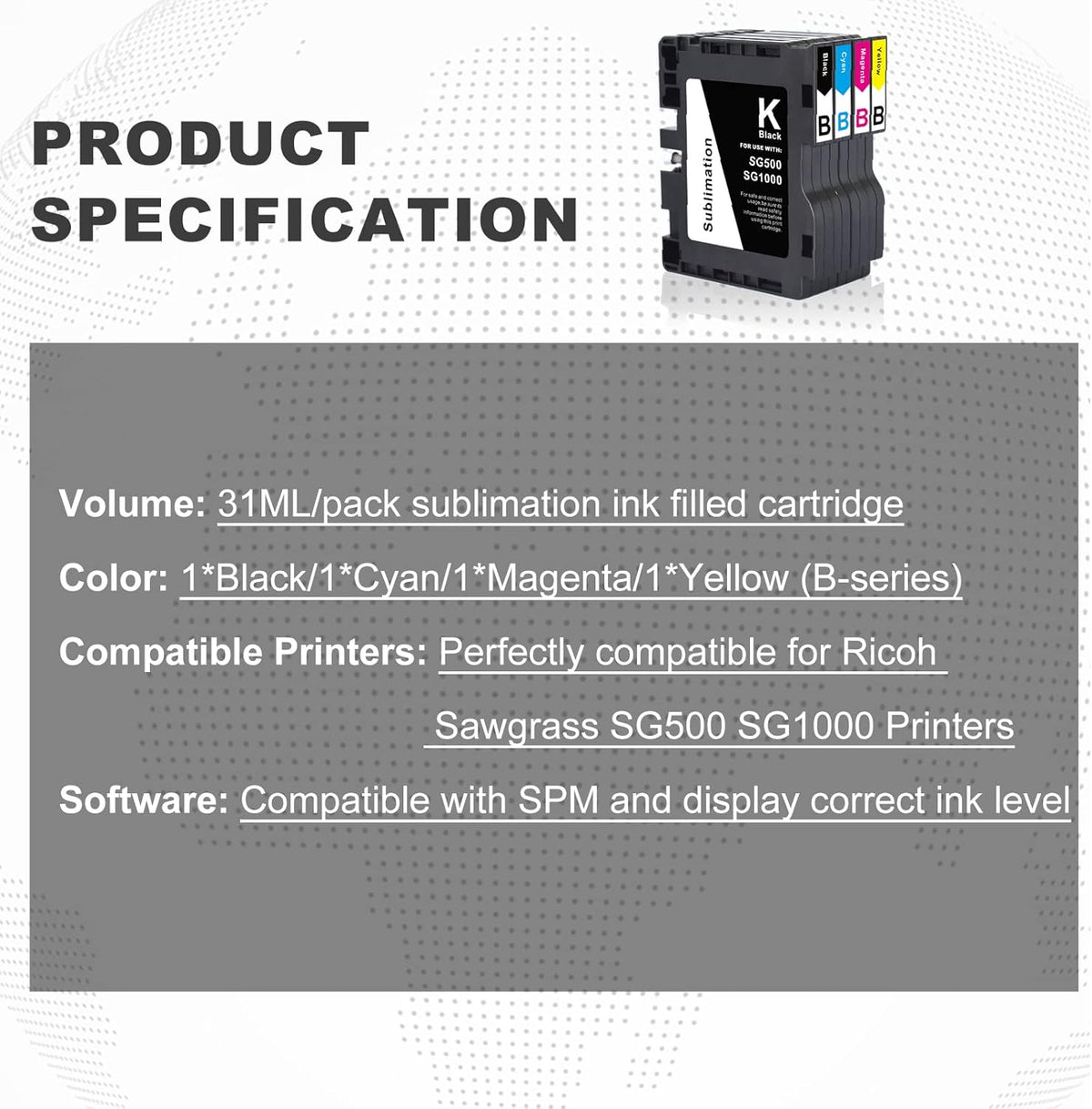 Sublimation Ink Cartridge 4-Pack Y869
