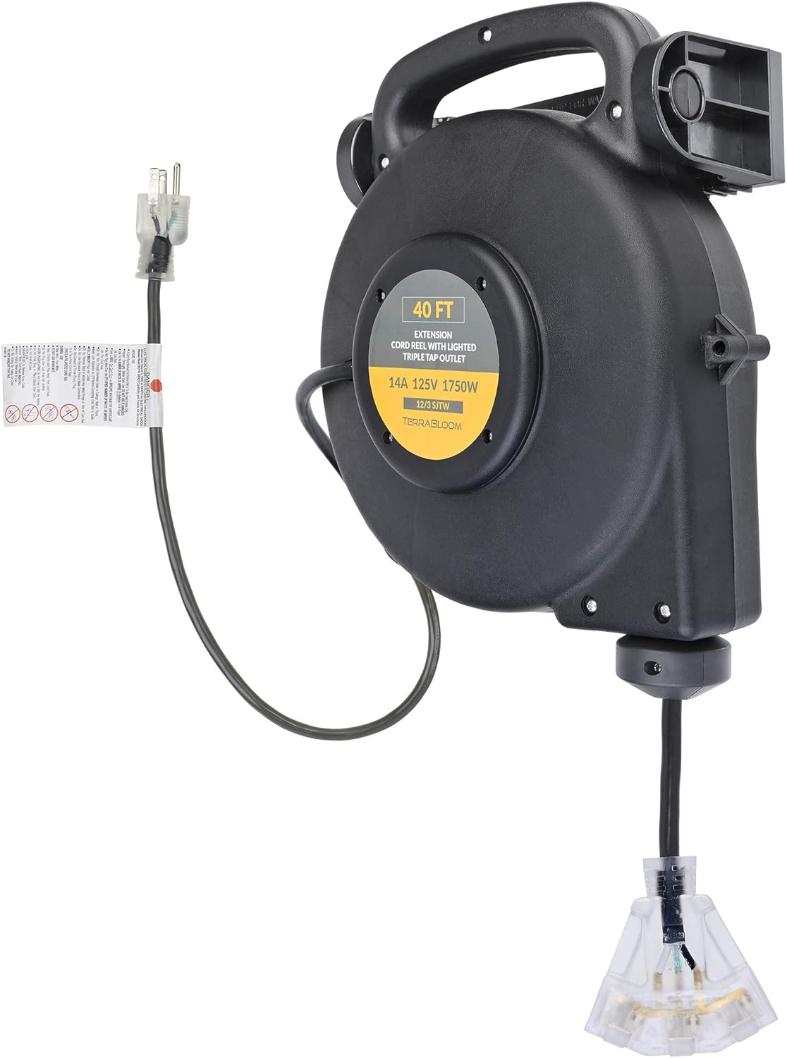 40 Ft 12/3 Retractable Extension Cord Reel with 3 Outlets X263779