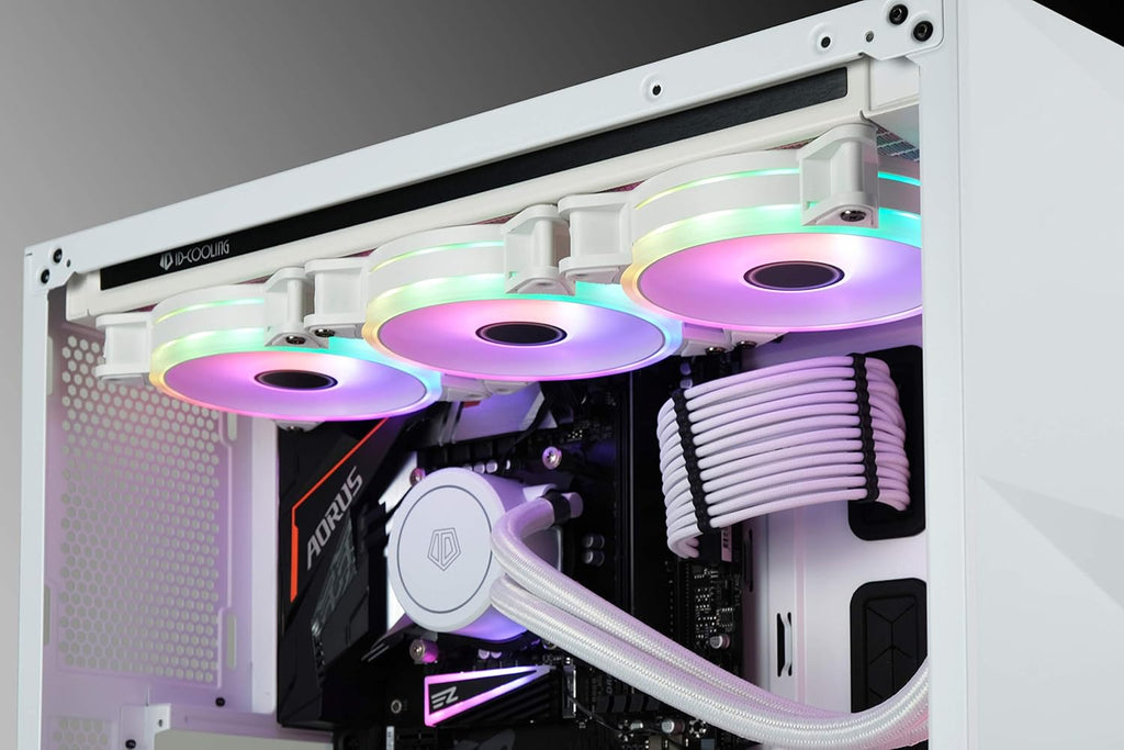 White 120mm RGB Case Fan with Hub and Remote, 6 Pack B375208