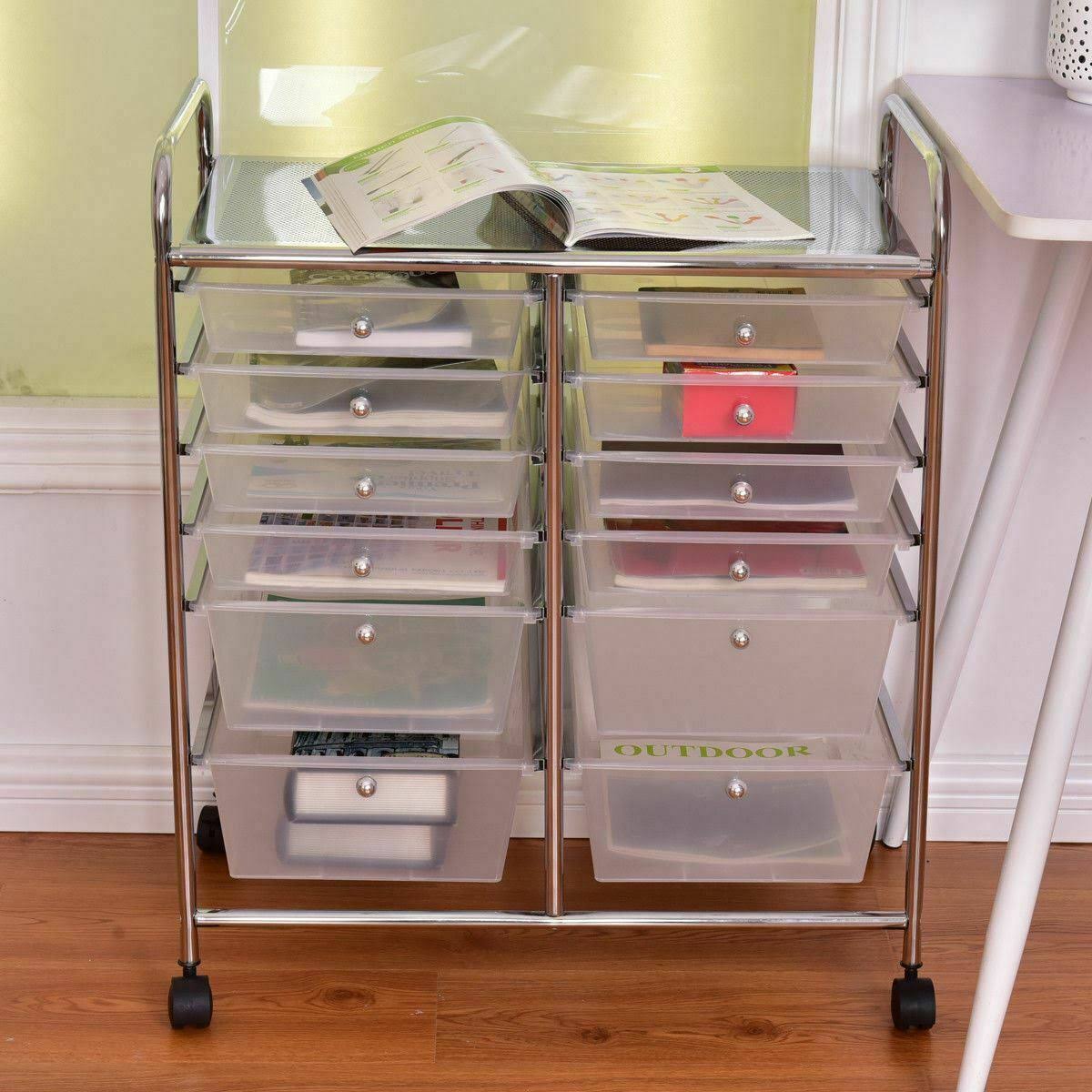 Rolling Cart 12 Storage Drawer Organizer Bins I398101