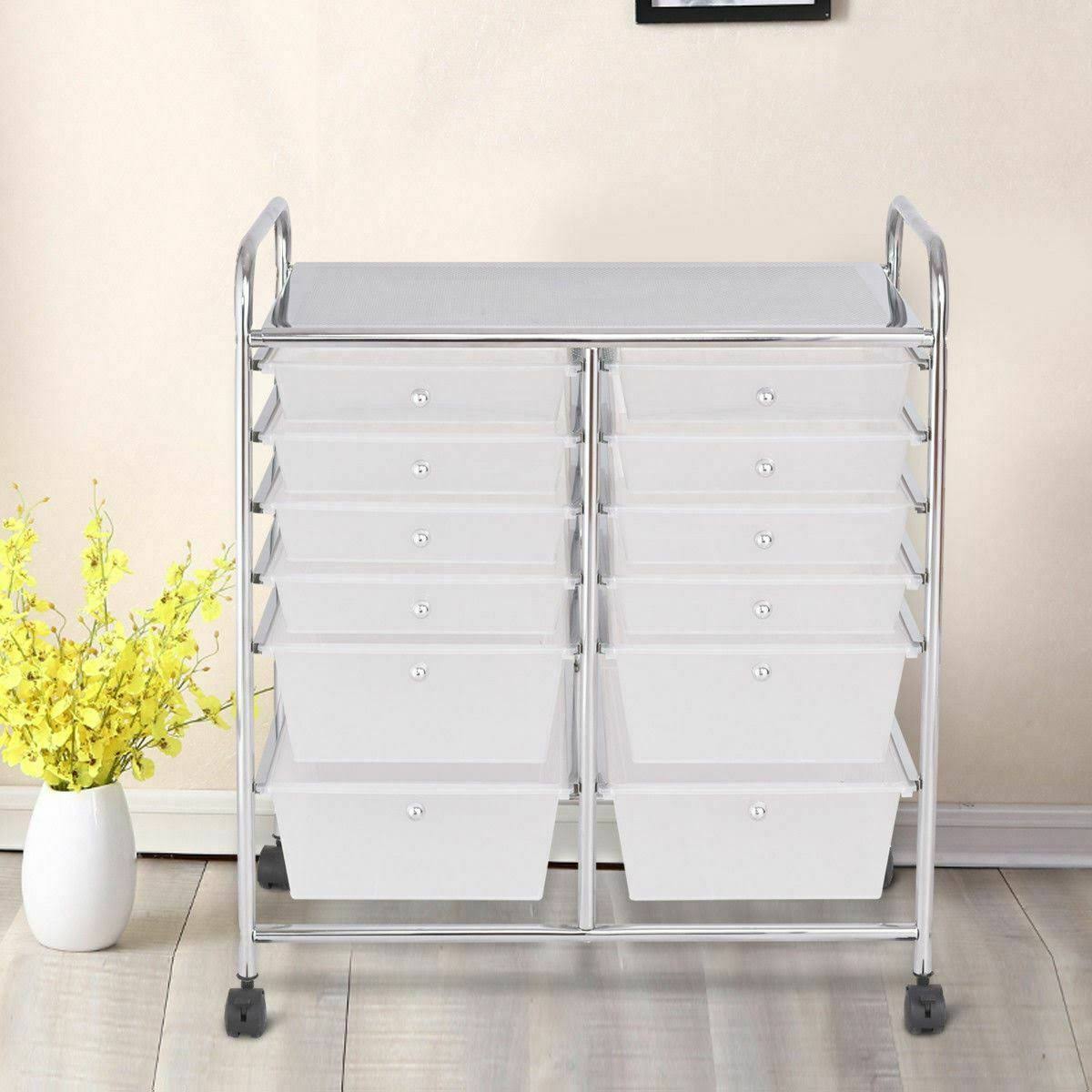 Rolling Cart 12 Storage Drawer Organizer Bins I398101