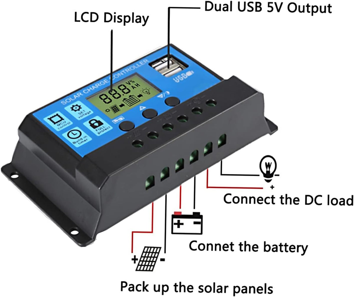 12 W Monocrystalline Solar Panel Kit with Controller Pack of 2 C918419