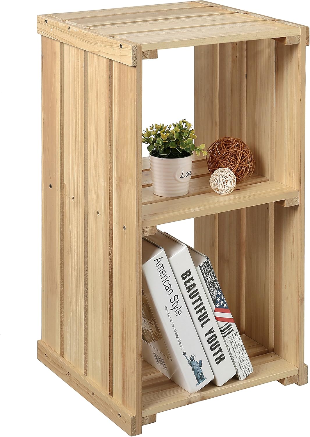 Dark Gray Wood 2 Tier Storage Shelf Organizer L343