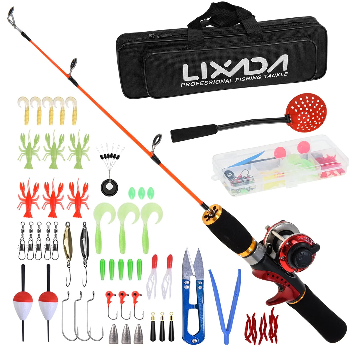 Ice Fishing Rod Reel Combo Kit with Carry Bag D351