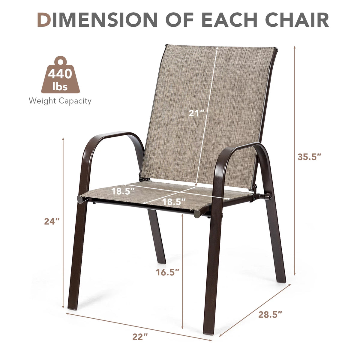 Set of 2 Grey Steel Patio Chairs H730
