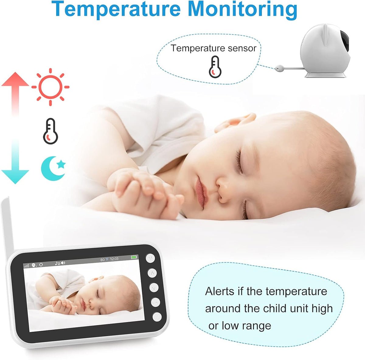 Video Baby Monitor with Camera and Audio, 4.3 Inch LCD Screen T20137