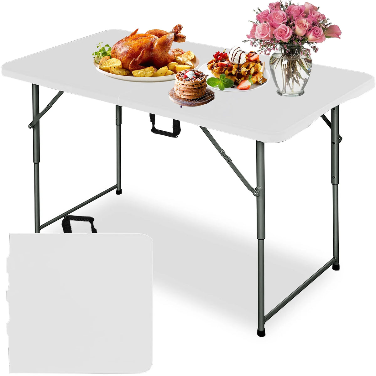 4FT White Folding Table S107