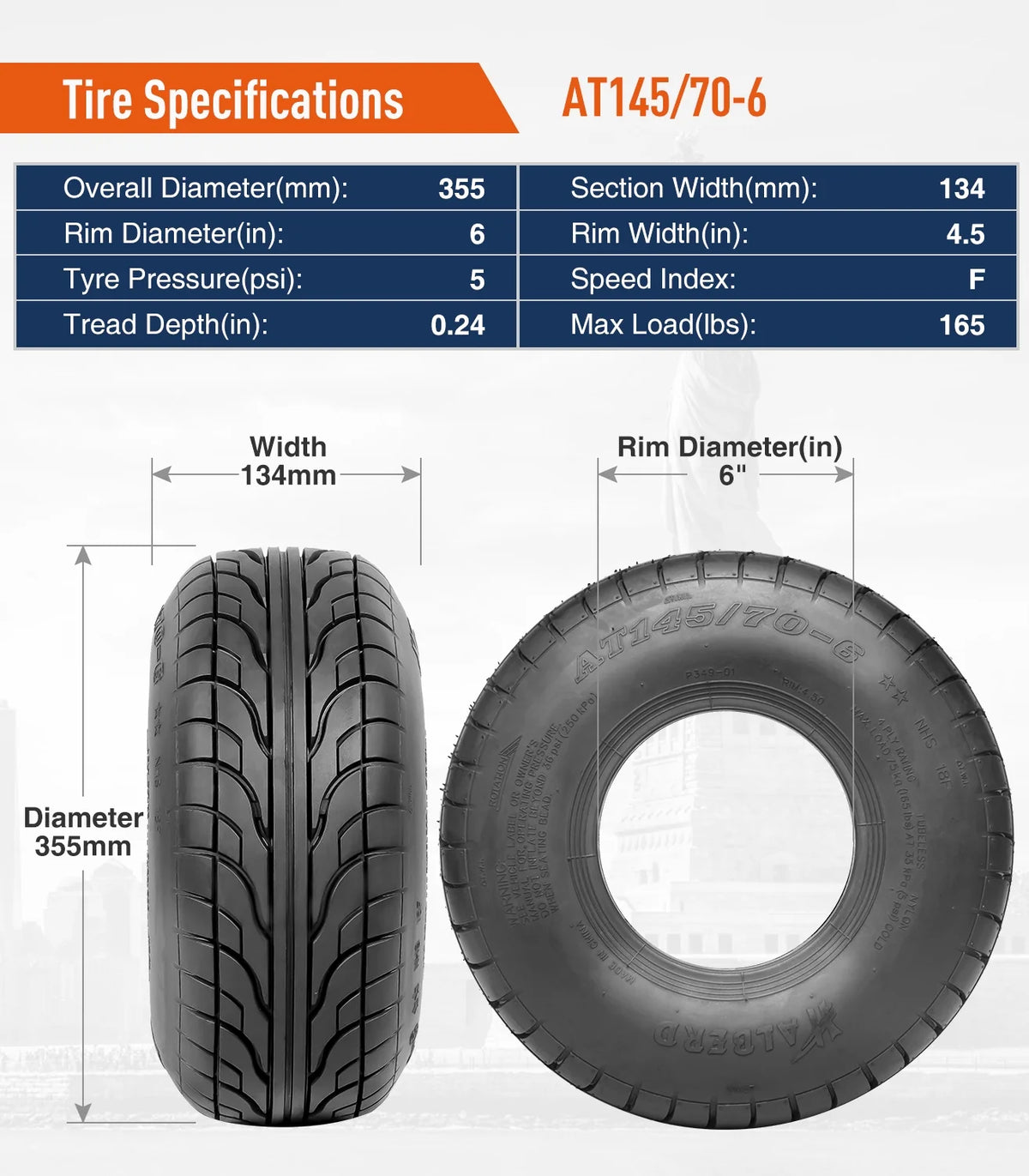 145/70-6 Go Kart ATV Tires Set 2 G576299