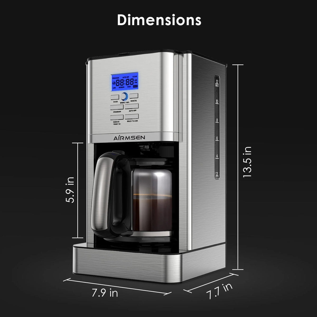 Stainless Steel 12 Cup Programmable Drip Coffee Maker K7431