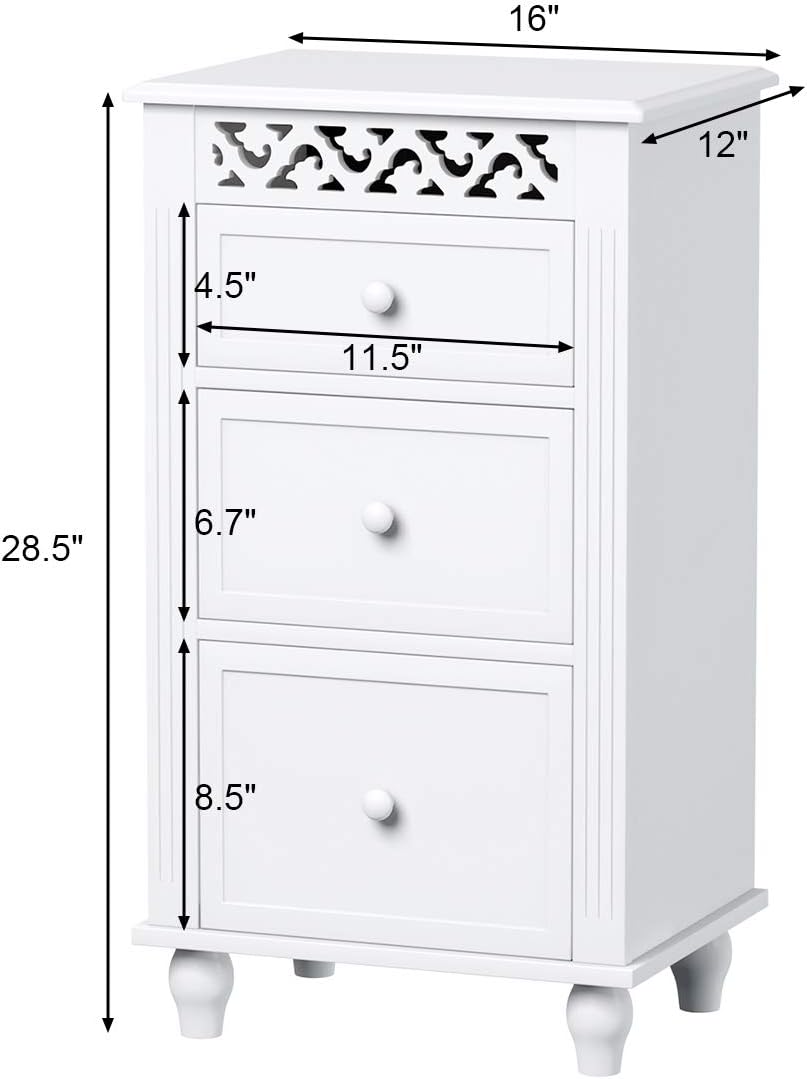 White 3 Drawer Wood Storage Cabinet Z799230