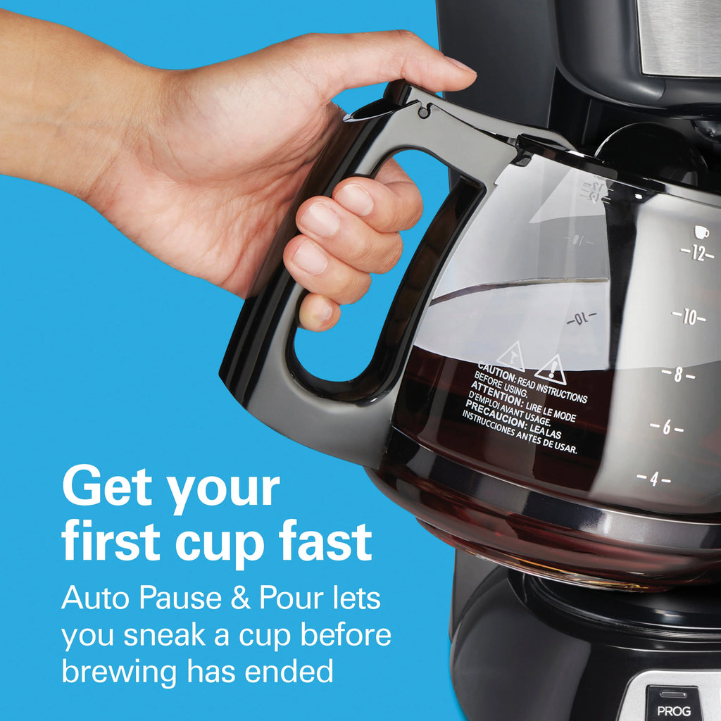 Programmable Coffee Maker, 12 Cups, Stainless Steel Y625