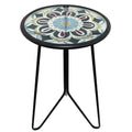 Mosaic Metal Round Glass Table 12x12x22 inch H80932