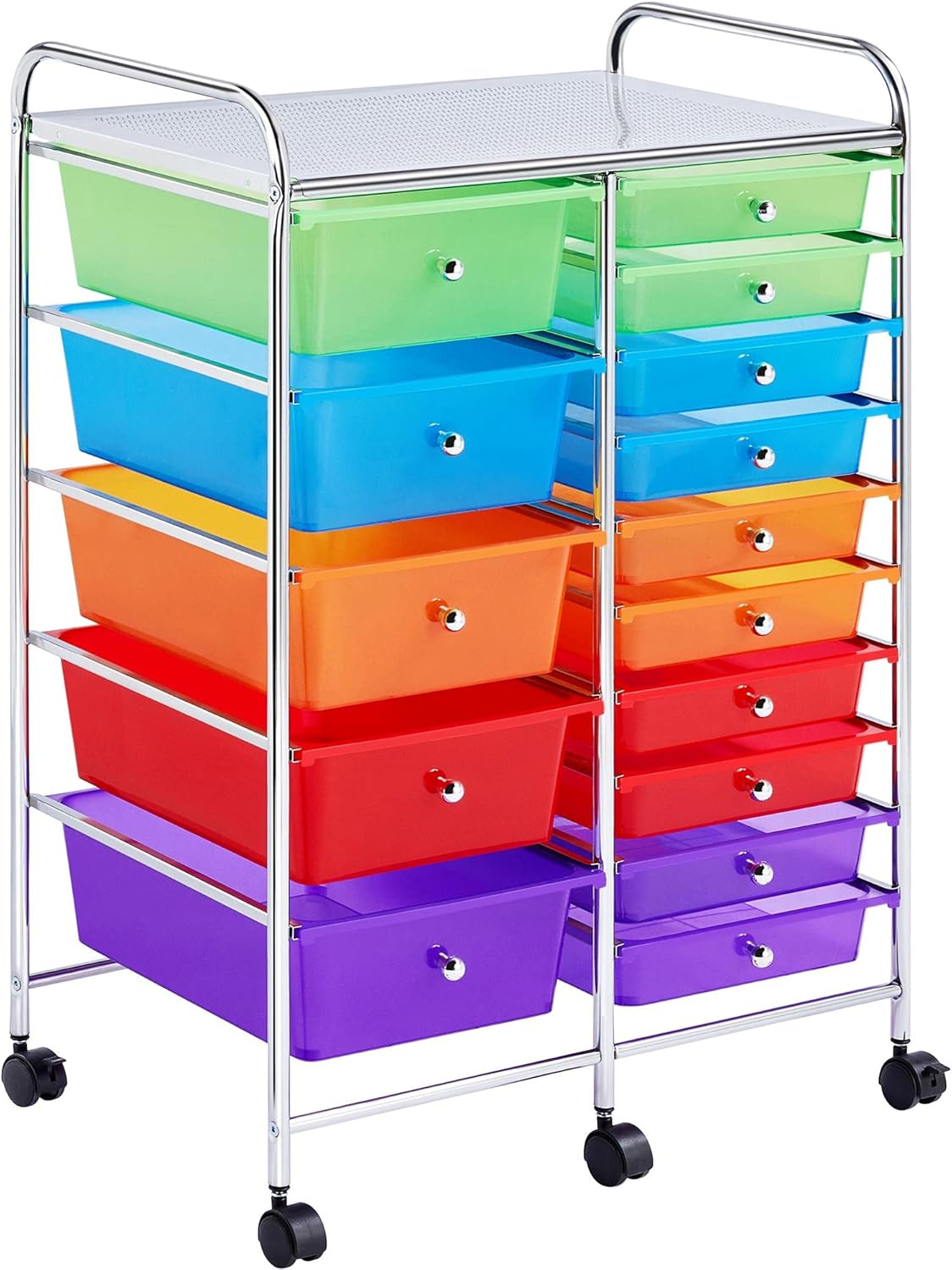White 15 Drawer Rolling Storage Cart Q11294
