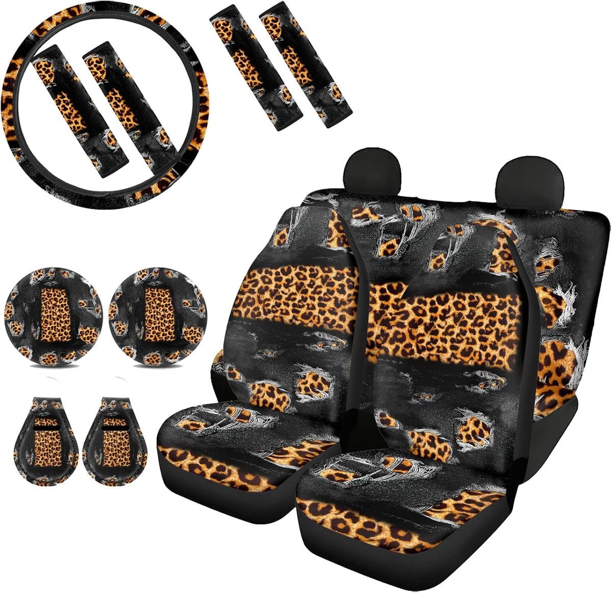 Leopard Print 13pcs Car Seat Covers Set S793