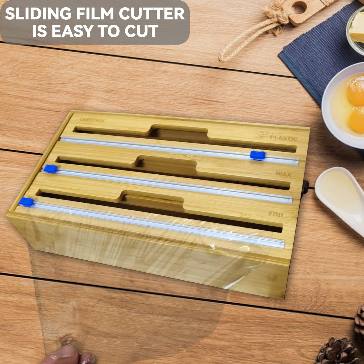 3 in 1 Plastic Wrap Dispenser with Slide Cutter O928