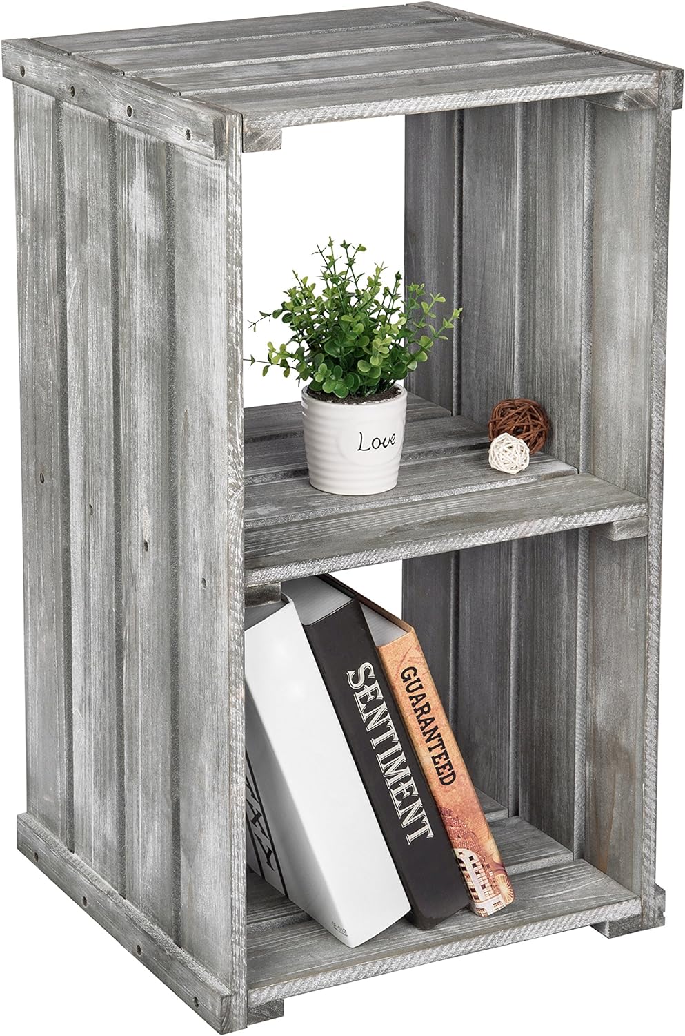 Dark Gray Wood 2 Tier Storage Shelf Organizer L343
