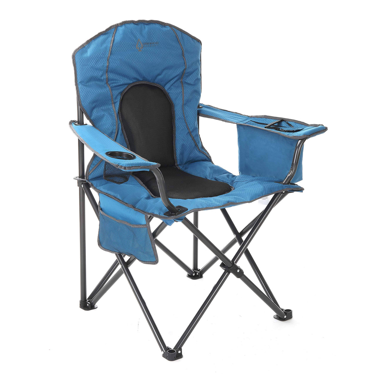 Blue Folding Camp Chair with Cooler Cup Holder Z8356