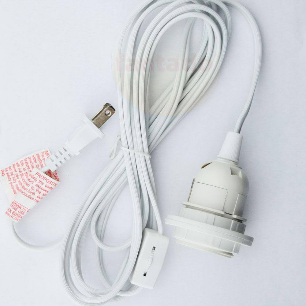 10 Single Socket Pendant Light Cord Kits 11ft White R9298