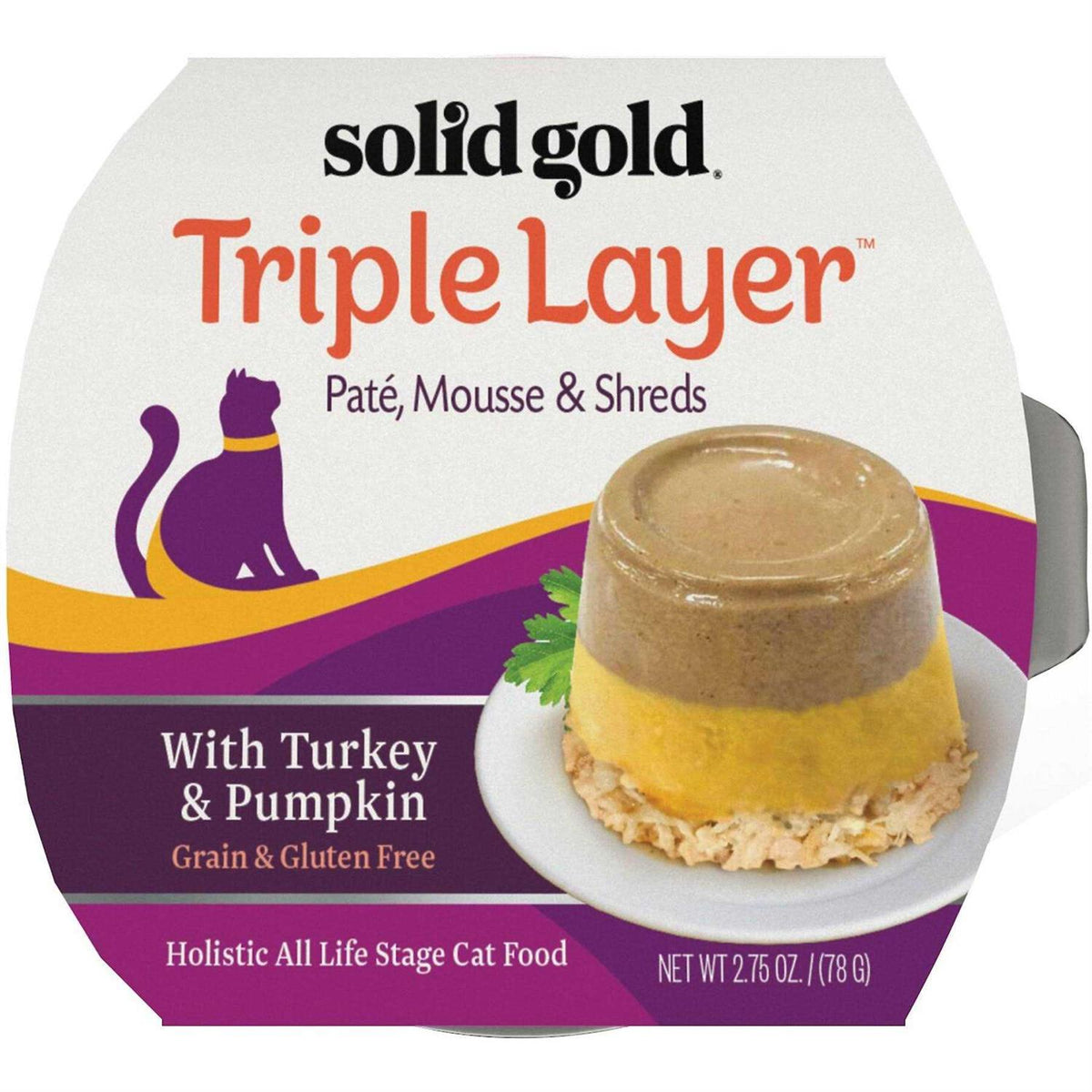 Solid Gold Triple Layer Pate Mousse & Shreds Pumpkin Cat Food Q5384
