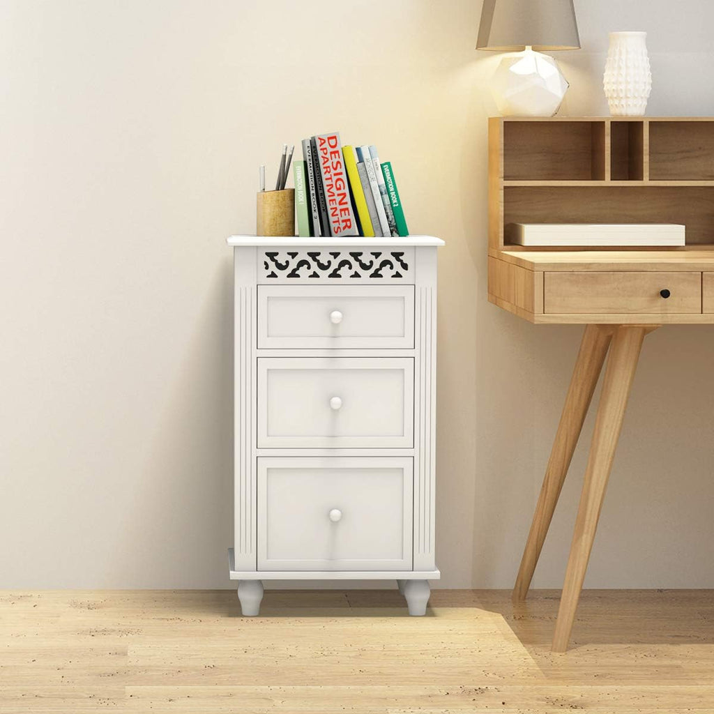 White 3 Drawer Wood Storage Cabinet Z799230