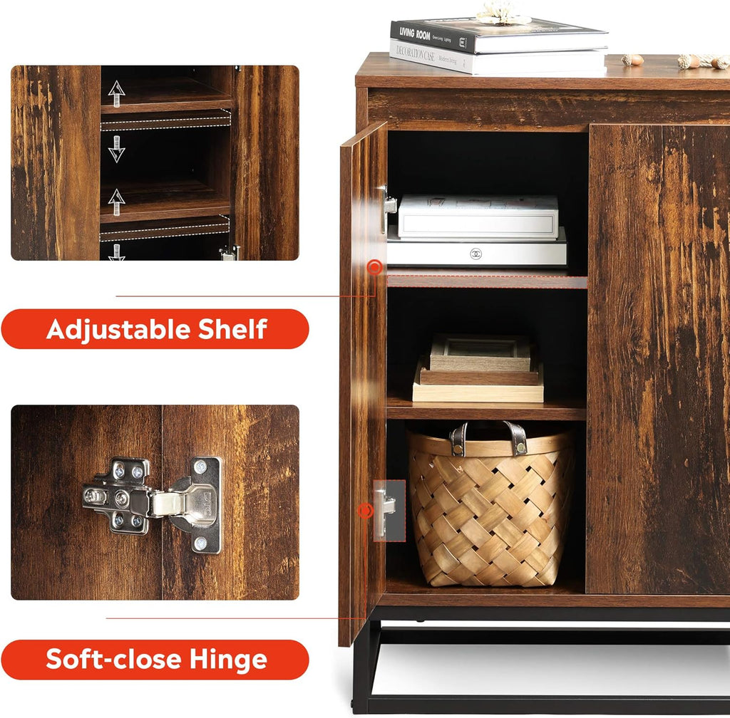 Wood Storage Cabinet with 2 Doors and Adjustable Shelf I37969