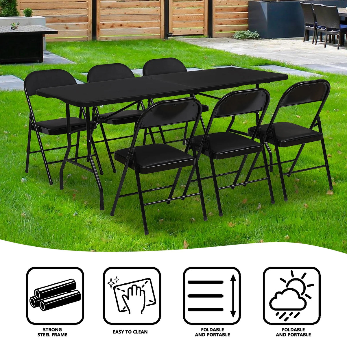 6ft Heavy Duty Plastic Folding Table S69413