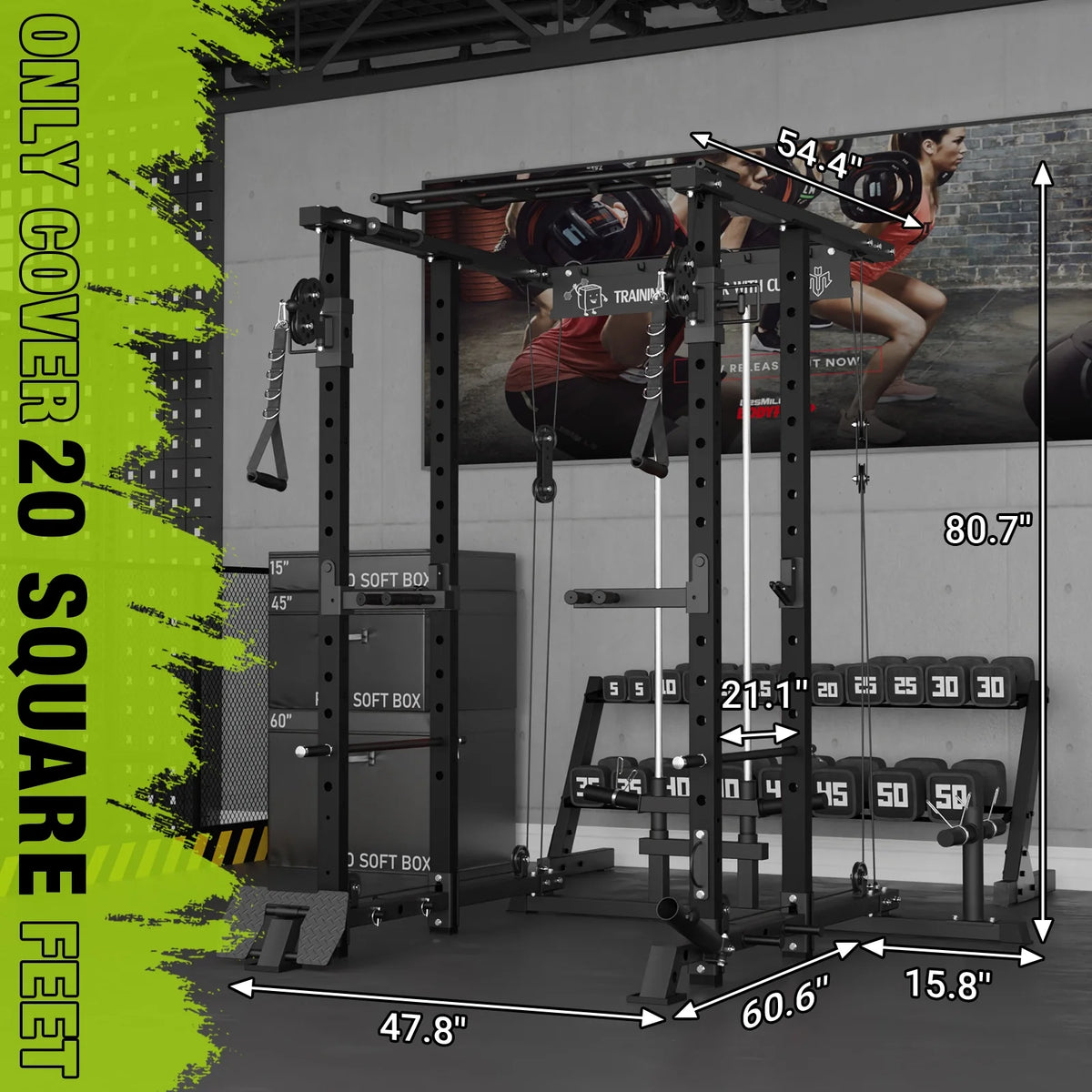 Power Rack Cage with Cable Crossover Machine D5093