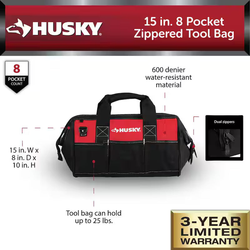 8 Pocket Zippered Tool Bag L114214