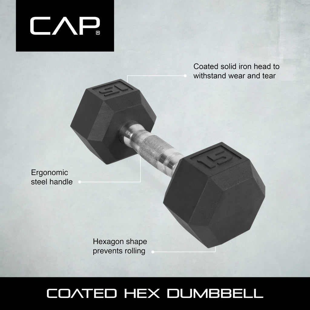 10lb Coated Rubber Hex Dumbbell Pair G5186