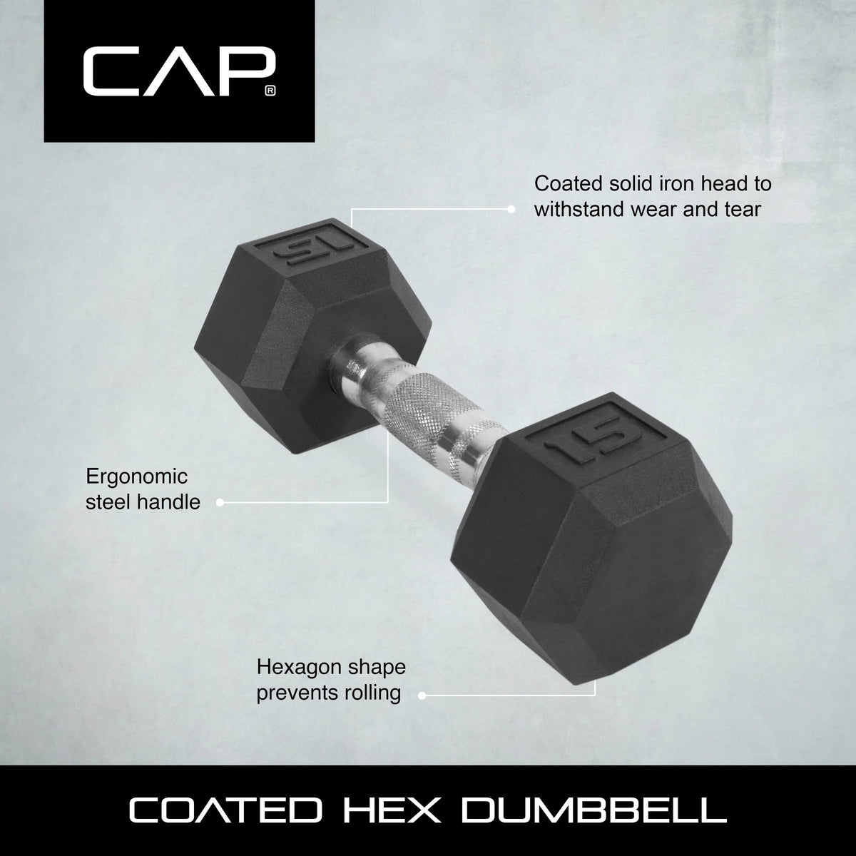 10lb Coated Rubber Hex Dumbbell Pair G5186