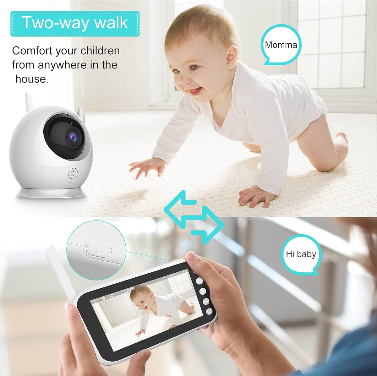 Video Baby Monitor with Camera and Audio, 4.3 Inch LCD Screen T20137